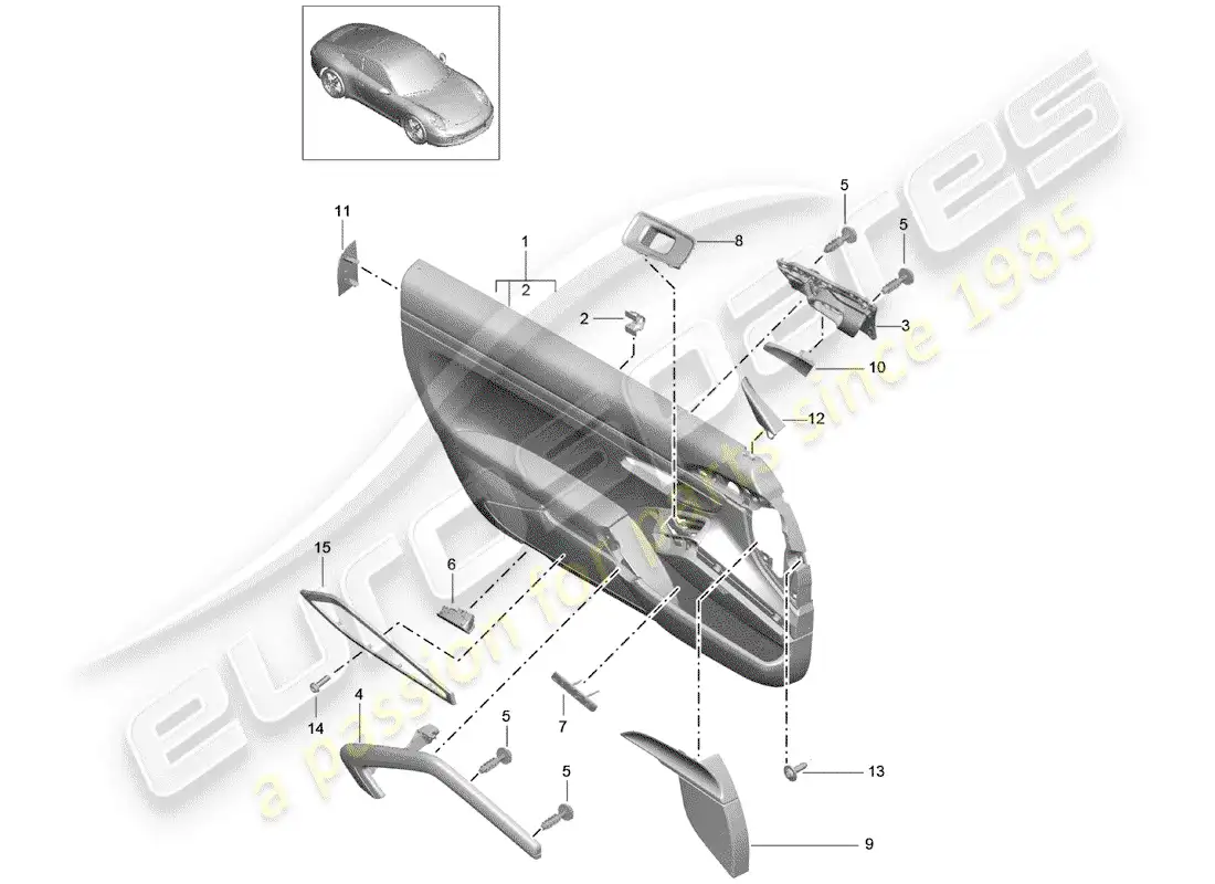 porsche 2016 (991-1) door panel parts diagram