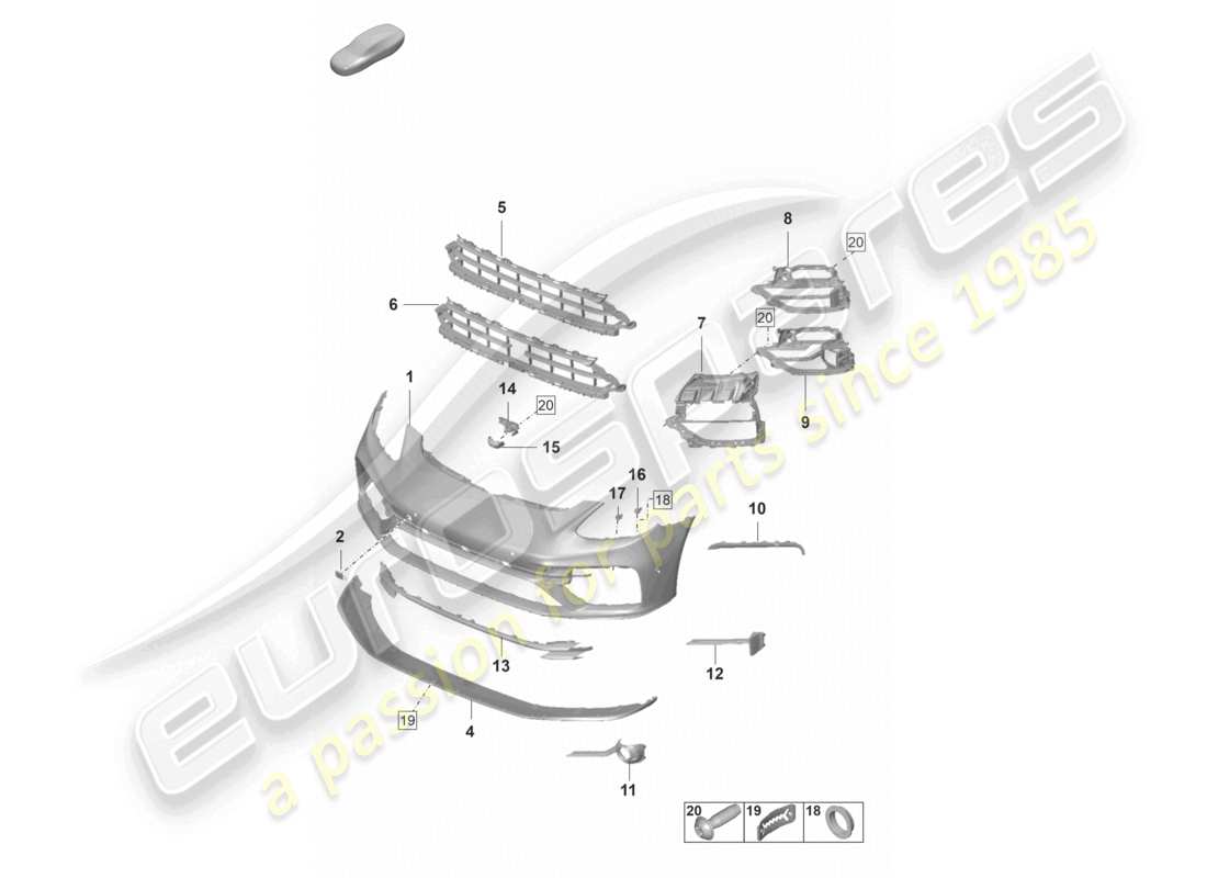 porsche 2021 (panamera 971-2) bumper front korea part diagram