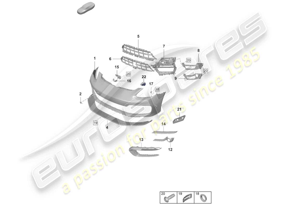 porsche 2021 (panamera 971-2) bumper front basic part diagram