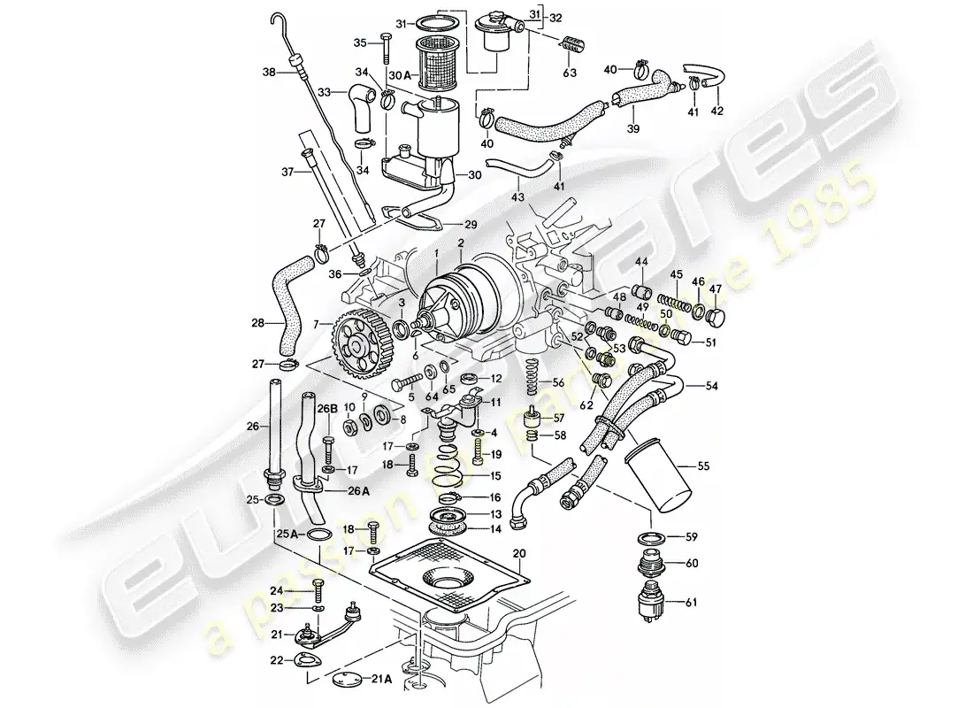 porsche 1980 (928) engine lubrication parts diagram