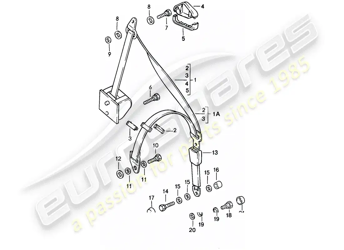 porsche 1986 (928) seat belt - automatic parts diagram