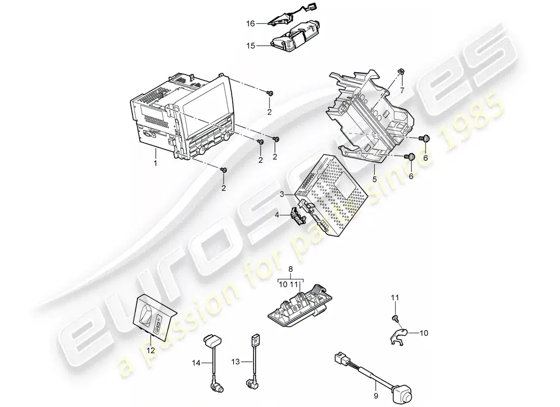 porsche 2011 (panamera 970) radio unit parts diagram