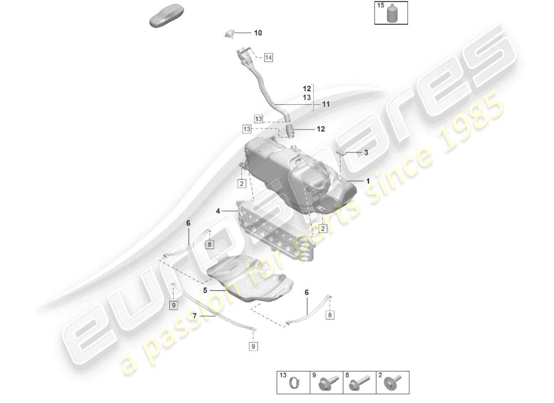 porsche 2022 (992-1 gt3/rs/st) fuel tank additive part diagram