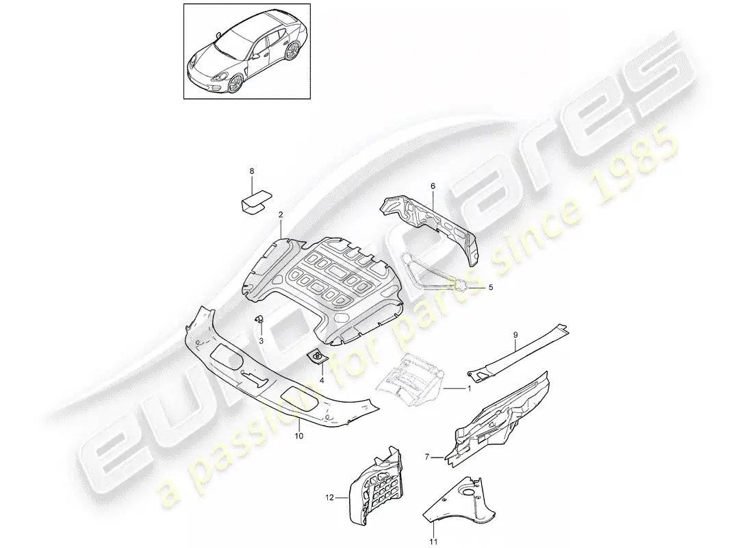 porsche 2013 (panamera 970) sound absorber parts diagram