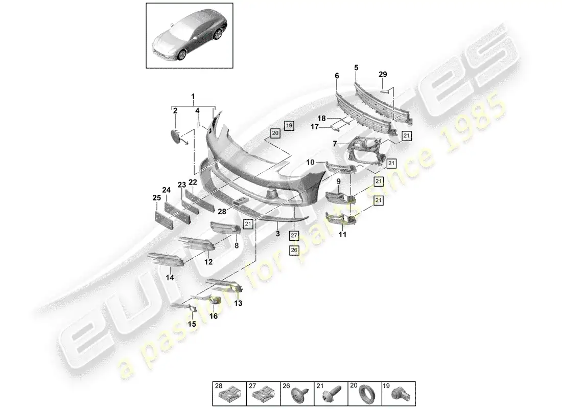 porsche 2019 (panamera 971-1) bumper parts diagram