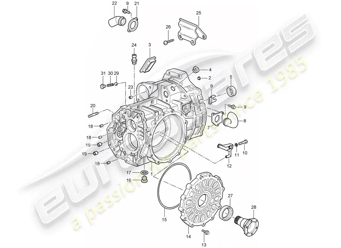 porsche 2003 (996 turbo / gt2) transmission case parts diagram