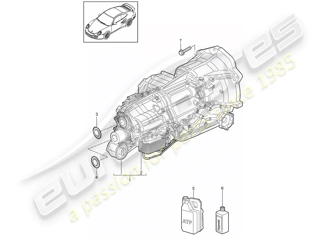 porsche 2012 (997-2 turbo / gt2 rs) - pdk - parts diagram
