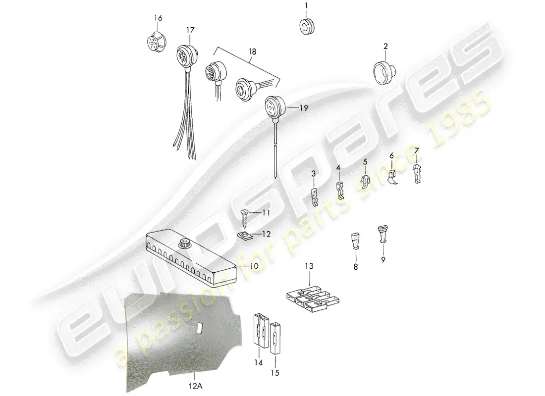 porsche 1970 (911) grommets - connector parts diagram