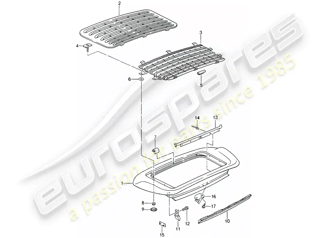 porsche 1996 (993) rear spoiler parts diagram
