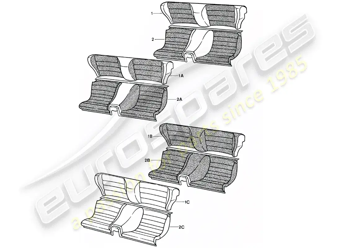 porsche 1981 (924) emergency seat parts diagram