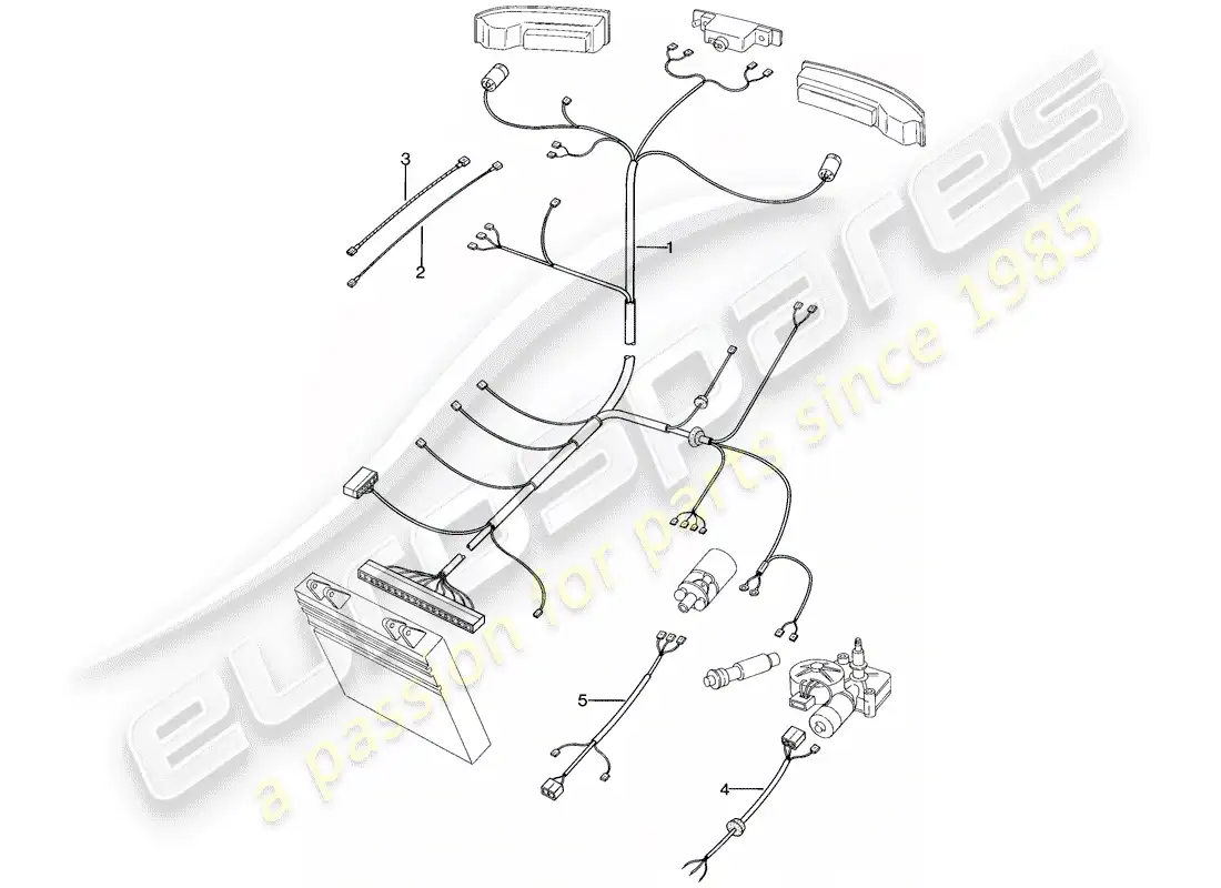 porsche 1978 (924) wiring harnesses - rear end parts diagram