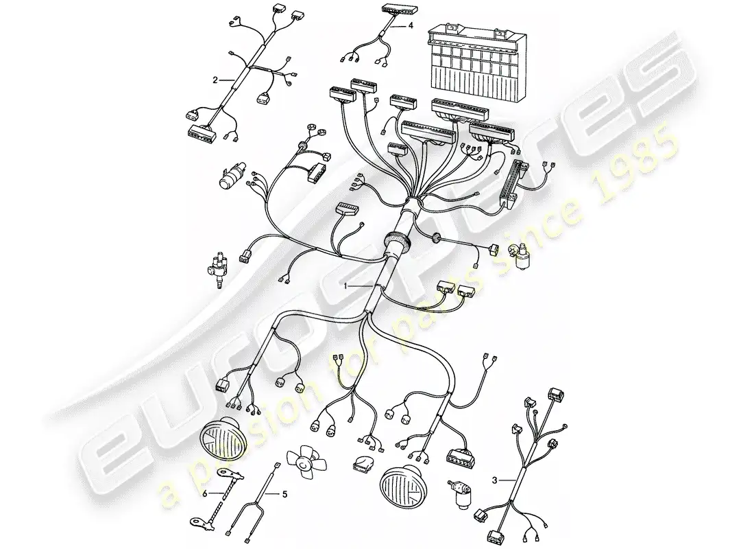 porsche 1988 (924s) wiring harnesses - engine bay parts diagram
