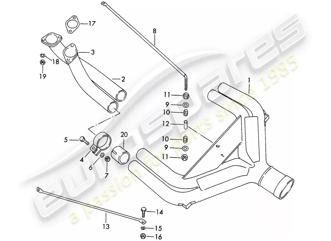 porsche 1963 (356b/356c) exhaust system - sport version - only - for - race track parts diagram