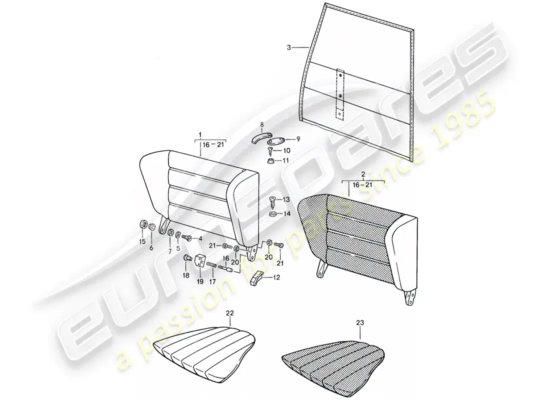 porsche 1987 (959) emergency seat backrest parts diagram