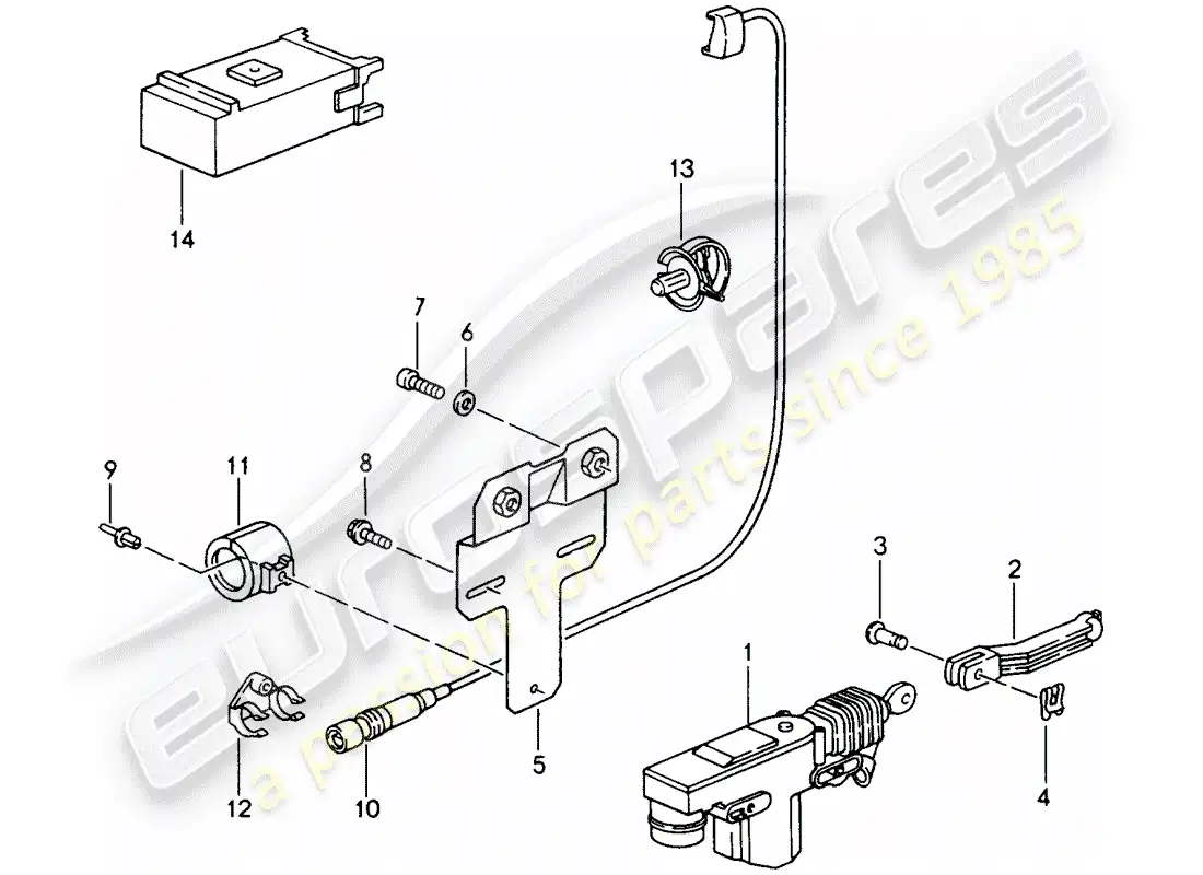 porsche 1992 (968) central locking system parts diagram