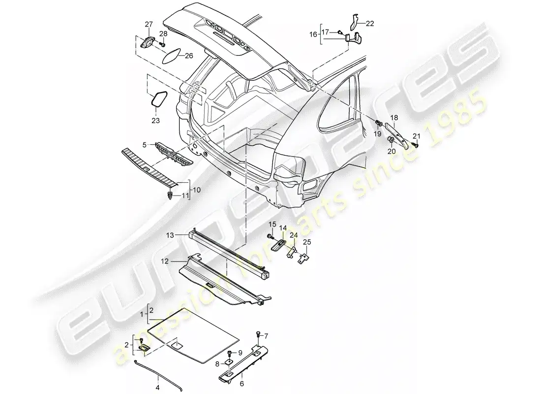 porsche 2005 (cayenne e1 9pa) trims part diagram