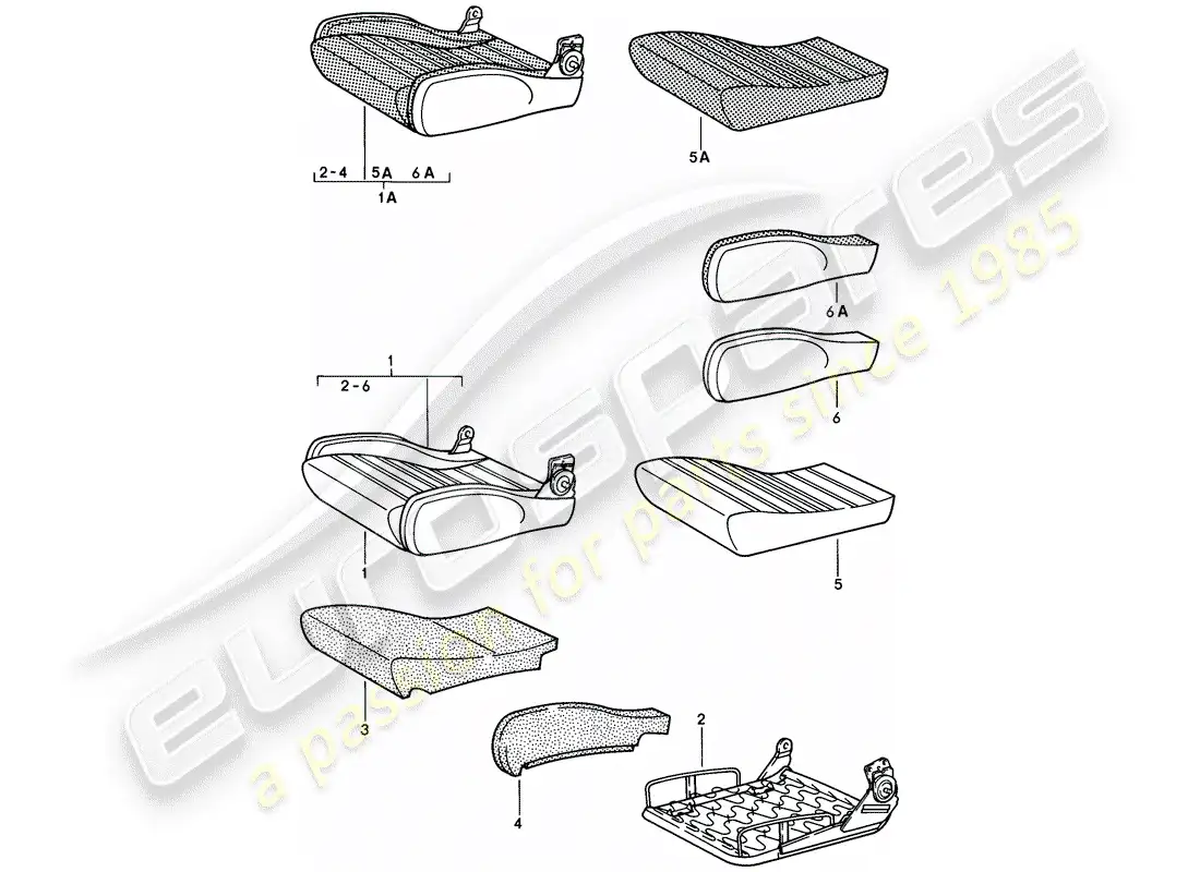 porsche 1982 (928) sports seat - seat cushion - single parts - d - mj 1980>> parts diagram