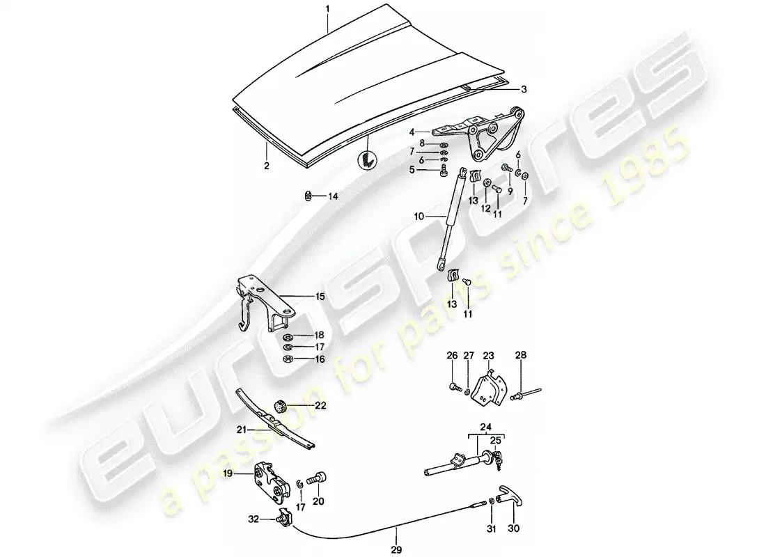 porsche 1982 (911) cover parts diagram