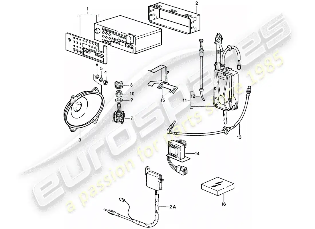porsche 1986 (928) radio unit - installation parts parts diagram