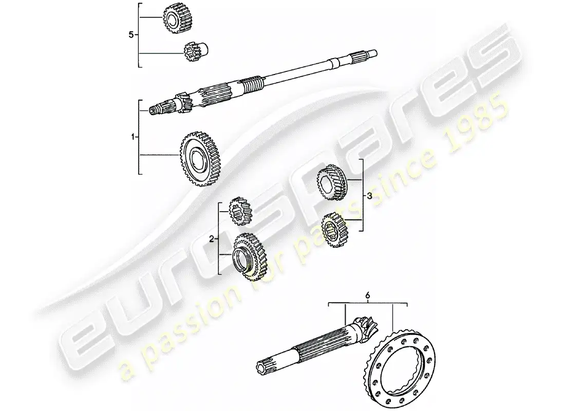 porsche 1982 (911) gear wheel sets - spm parts diagram