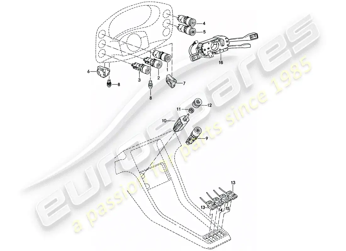 porsche 1982 (928) switch - manually parts diagram