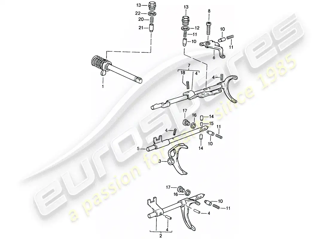 porsche 1988 (944) transmission control - manual gearbox parts diagram