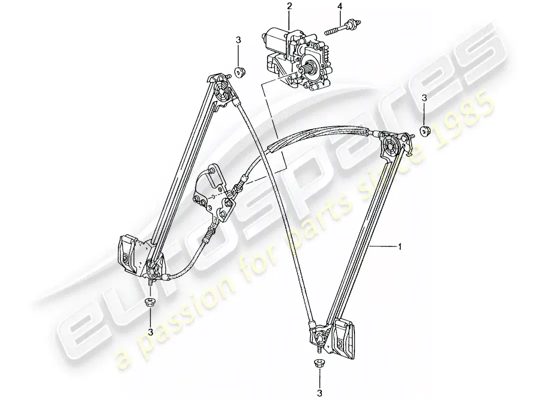 porsche 2005 (996 gt3) window regulator parts diagram