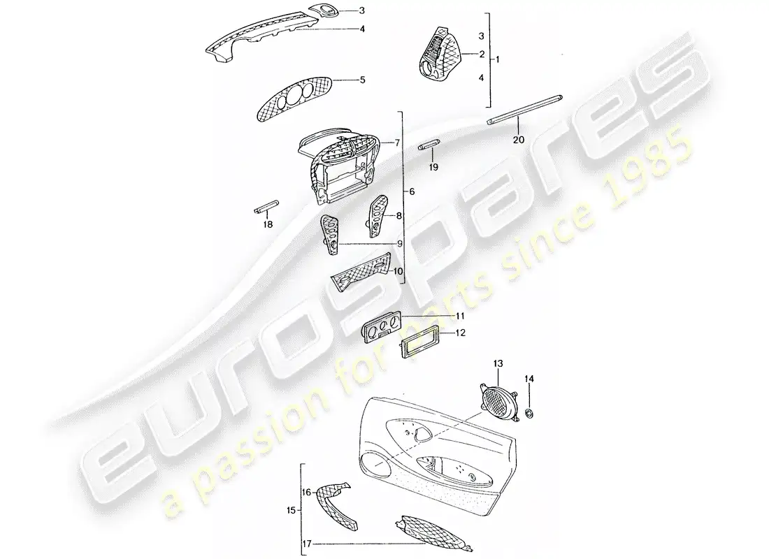 porsche 2009 (tequipment) passenger compartment parts diagram
