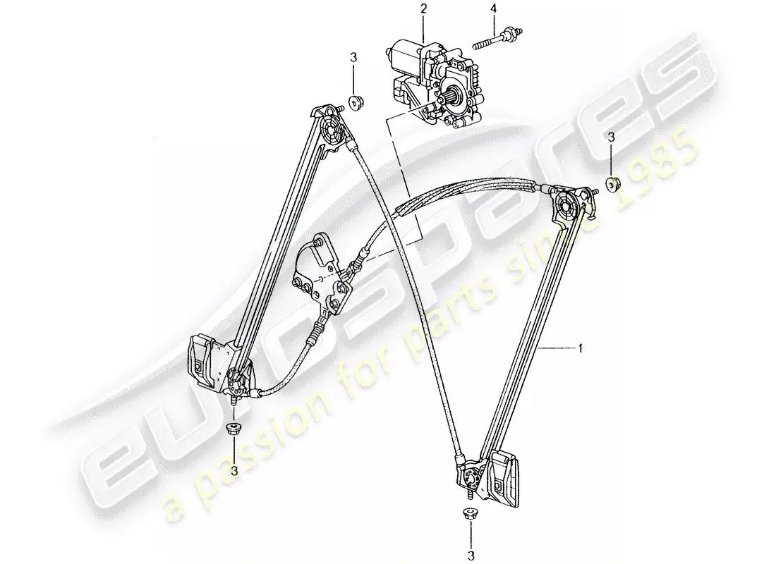 porsche 2002 (996) window regulator parts diagram