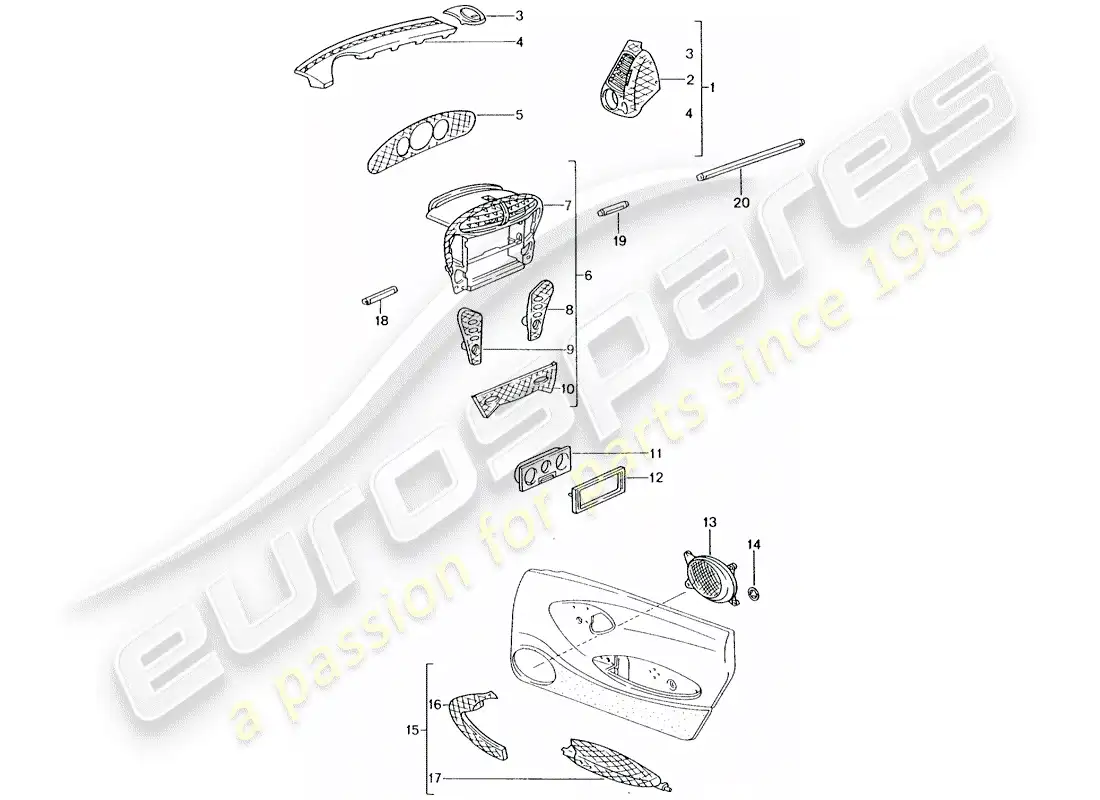 porsche 2009 (tequipment) passenger compartment parts diagram