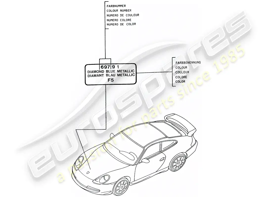 porsche 2002 (996 gt3) paint touch-up stick parts diagram