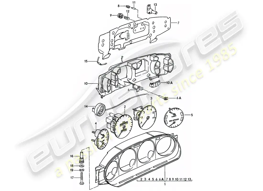 porsche 1982 (928) instrument cluster parts diagram