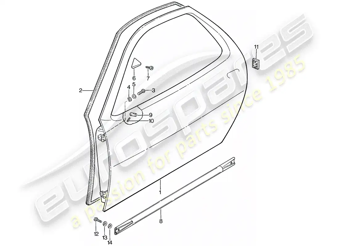 porsche 1984 (928) door shell parts diagram