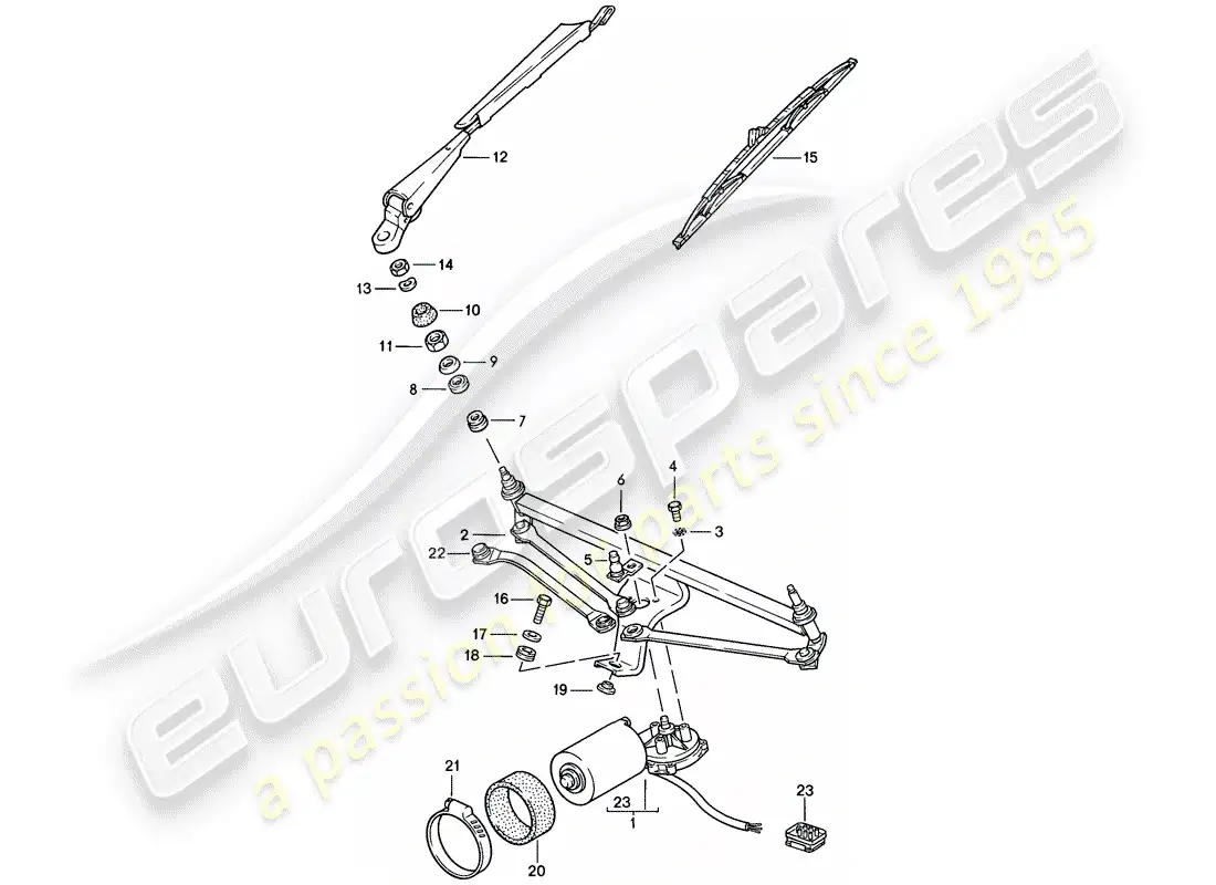 porsche 1985 (928) windscreen wiper system parts diagram