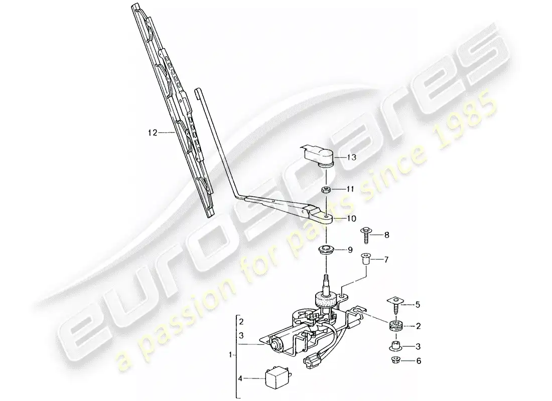 porsche 1998 (996) rear window wiper parts diagram