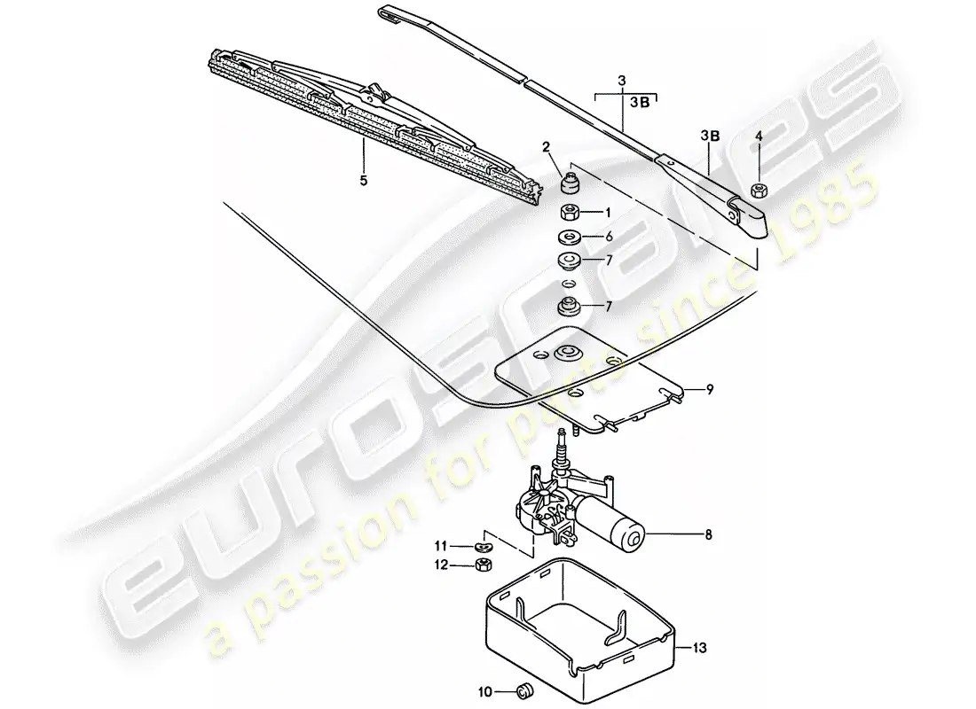 porsche 1982 (944) rear window wiper parts diagram