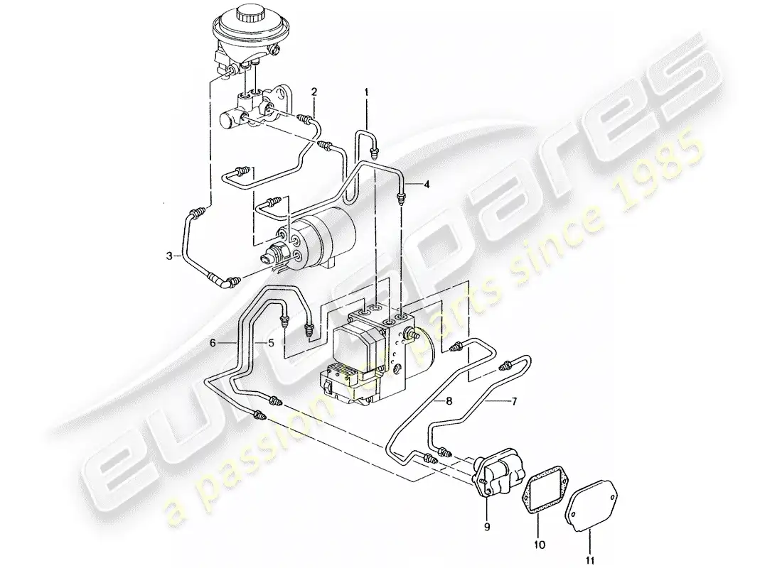 porsche 2002 (996) brake line - front end - d - mj 1999>> parts diagram