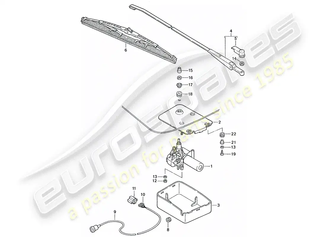 porsche 1989 (944) rear window wiper parts diagram