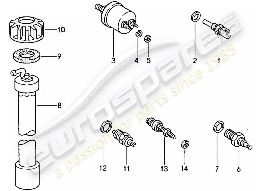 porsche 1988 (944) switch - and - sensor parts diagram