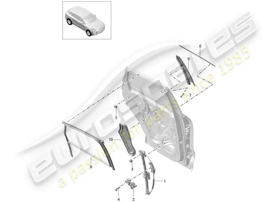 porsche 2018 (macan) window regulator parts diagram