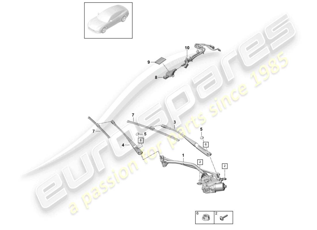 porsche 2021 (panamera 971-1) windscreen wiper system, compl rain sensor part diagram