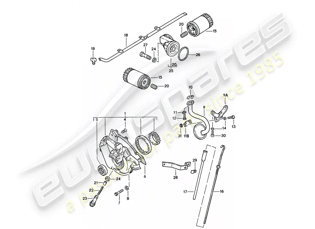porsche 1979 (924) engine lubrication parts diagram