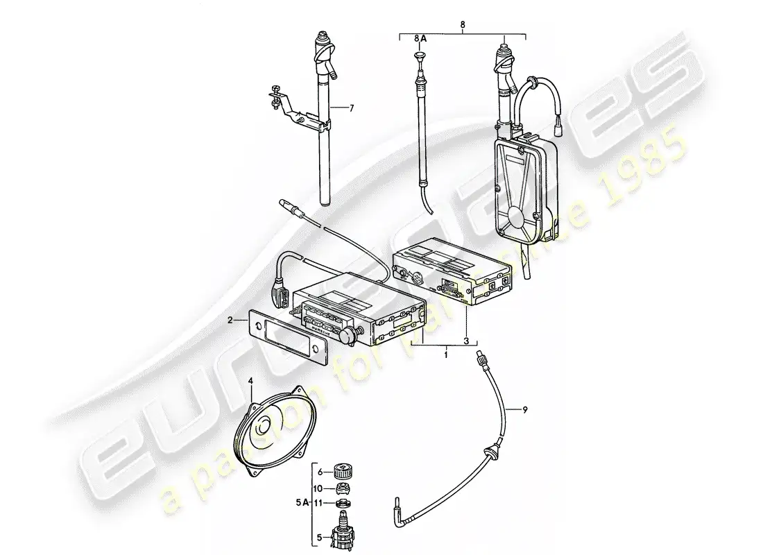 porsche 1979 (928) radio unit - installation parts - additional accessories in the - classic catalogue - (model: cla) parts diagram