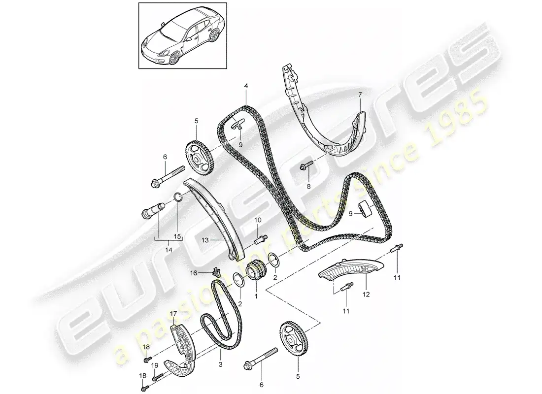 porsche 2011 (panamera 970) timing chain parts diagram