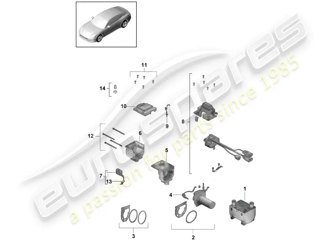 porsche 2019 (panamera 971-1) additional heater parts diagram