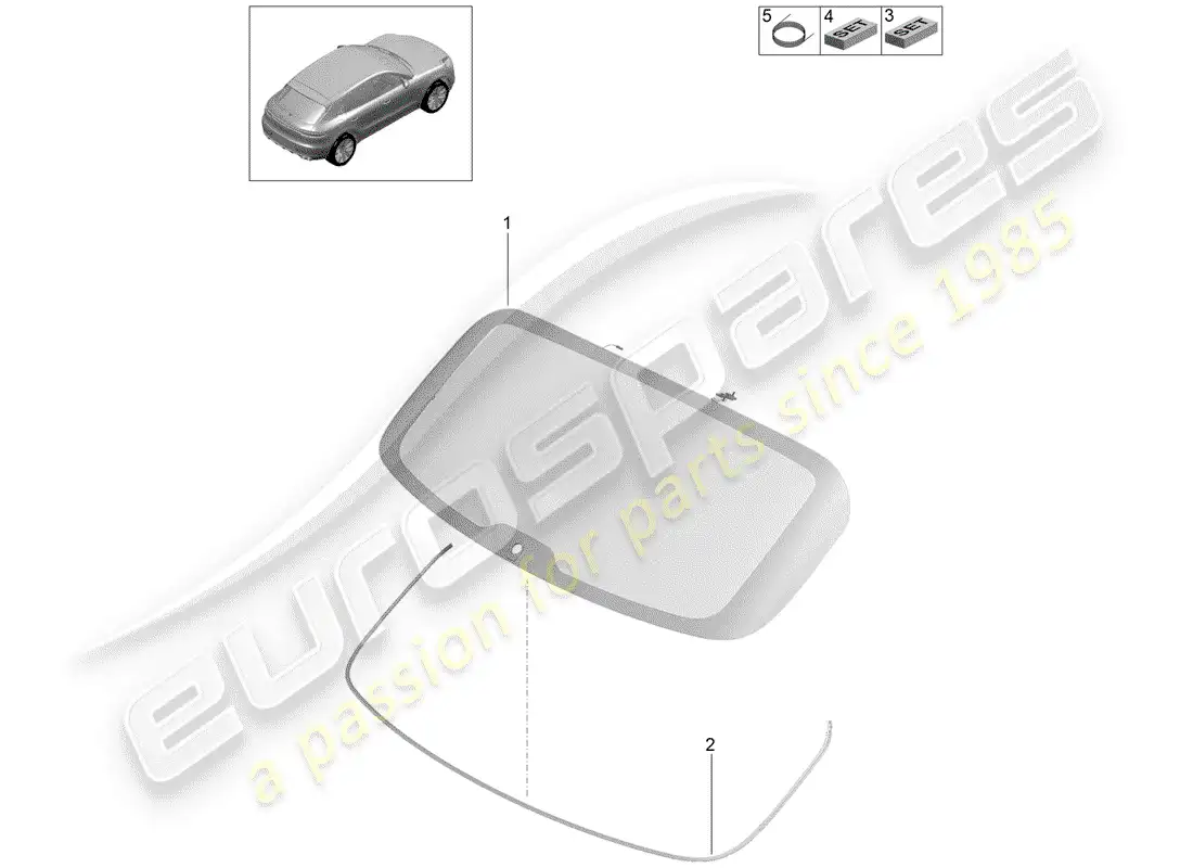 porsche 2020 (macan) rear window glass part diagram