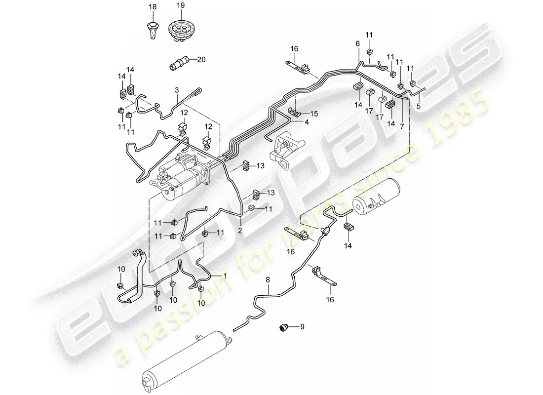 porsche 2006 (cayenne e1 9pa) self levelling system parts diagram