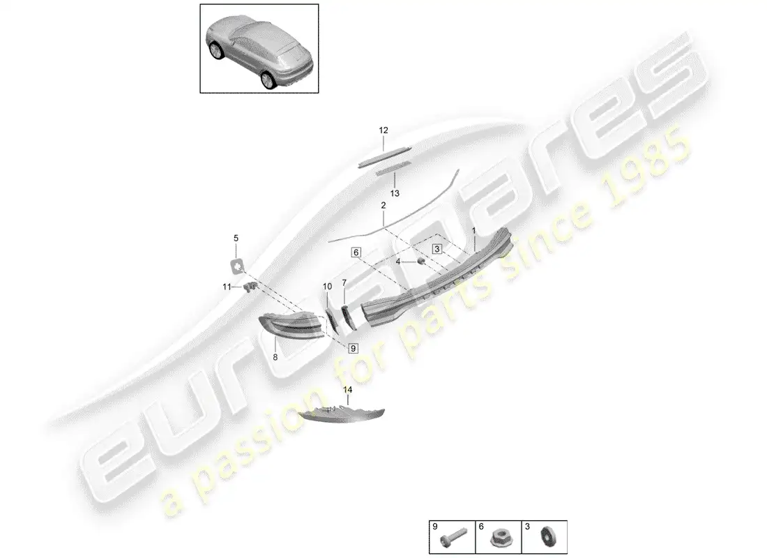 porsche 2019 (macan) rear light parts diagram
