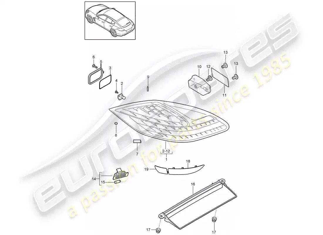 porsche 2011 (panamera 970) rear light parts diagram