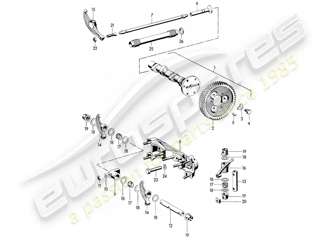 porsche 1961 (356b/356c) camshaft parts diagram